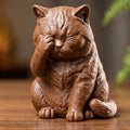 Shy Face Covered Chubby Cats miniature Figurine Diy Cute Kitten Statues for Home Desktop Home Ornaments Decor Pet Memorial Gifts Oasis Select Cat 2 7.9x6.8x6.7cm
