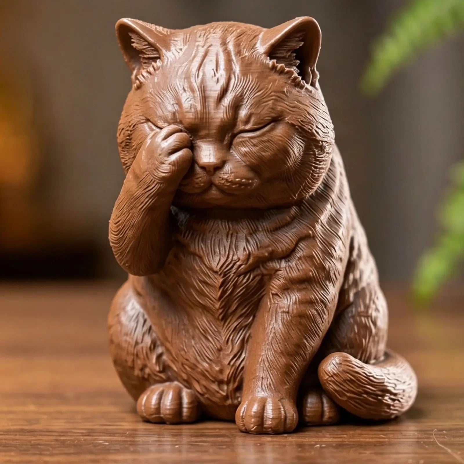 Shy Face Covered Chubby Cats miniature Figurine Diy Cute Kitten Statues for Home Desktop Home Ornaments Decor Pet Memorial Gifts Oasis Select Cat 2 7.9x6.8x6.7cm
