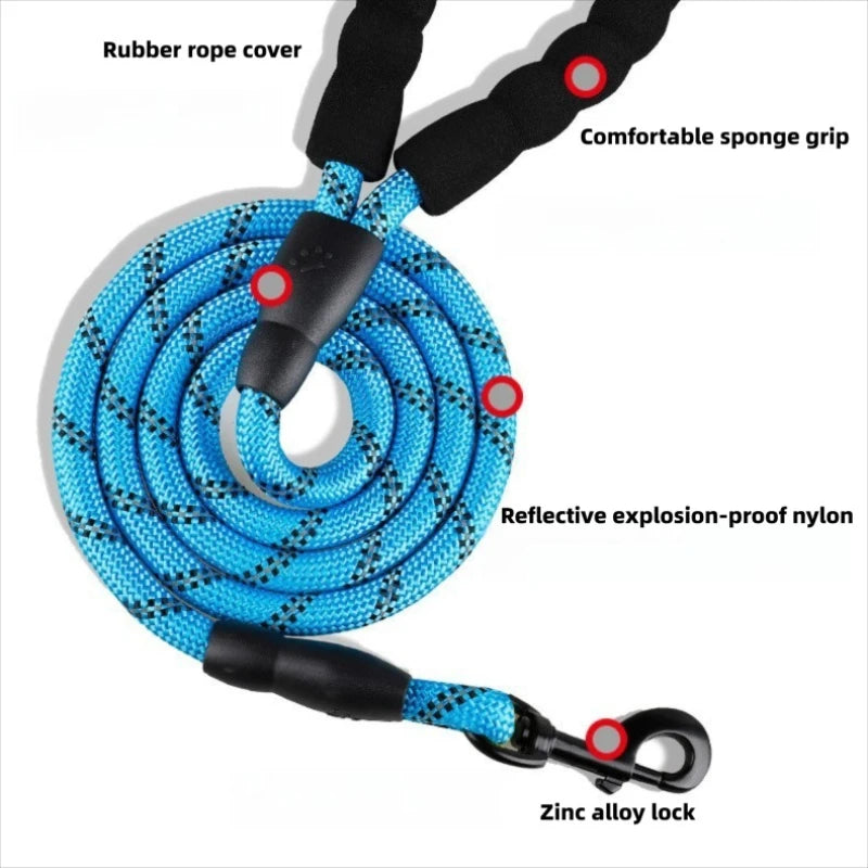 3m Pet Reflective Nylon Tow Rope Non Slip Foam Handle Pet Adjustable Towing Ropes Large Middle Small Dogs Outdoors Pet Supplies Oasis Select