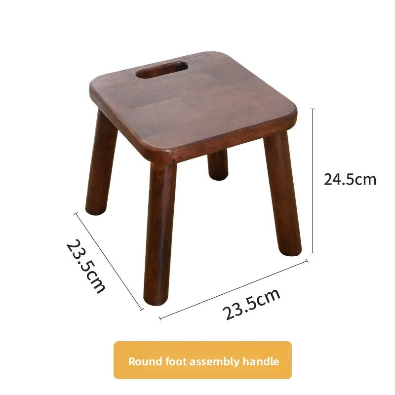 Nordic home living room solid wood small stool entrance shoe change bedroom sofa bench low stool pedal coffee table square stool Oasis Select Walnut