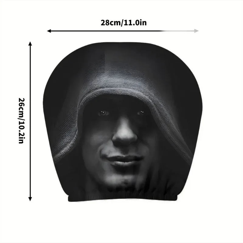 Fun Hooded Figure Printed Car Headrest Covers Funny Creative Auto Seat Neck Protector Pair For Vehicle Interior Decor Novelty Oasis Select 2pcs