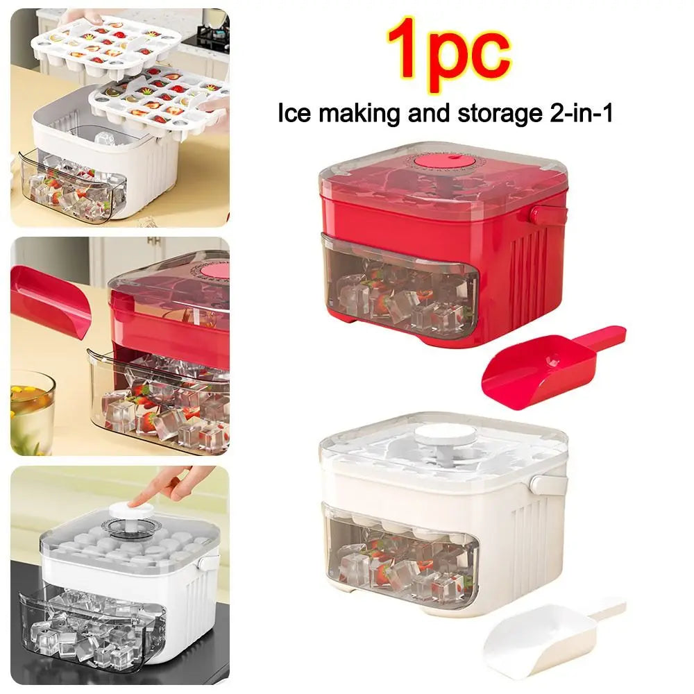 50-Cube Ice Maker with Easy Press Cap Large Capacity with Easy-press Lid Ice Cube Machine Double-layer Reusable Ice Cube Mold Oasis Select