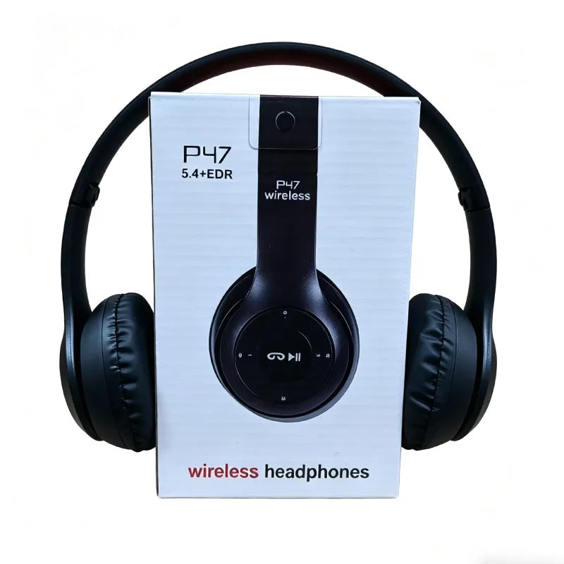 P47 Foldable Wireless Bluetooth Headphone With Microphone Headsets Bass HiFi Sound Music Stereo Earphone For Smartphones TV Game Oasis Select Black