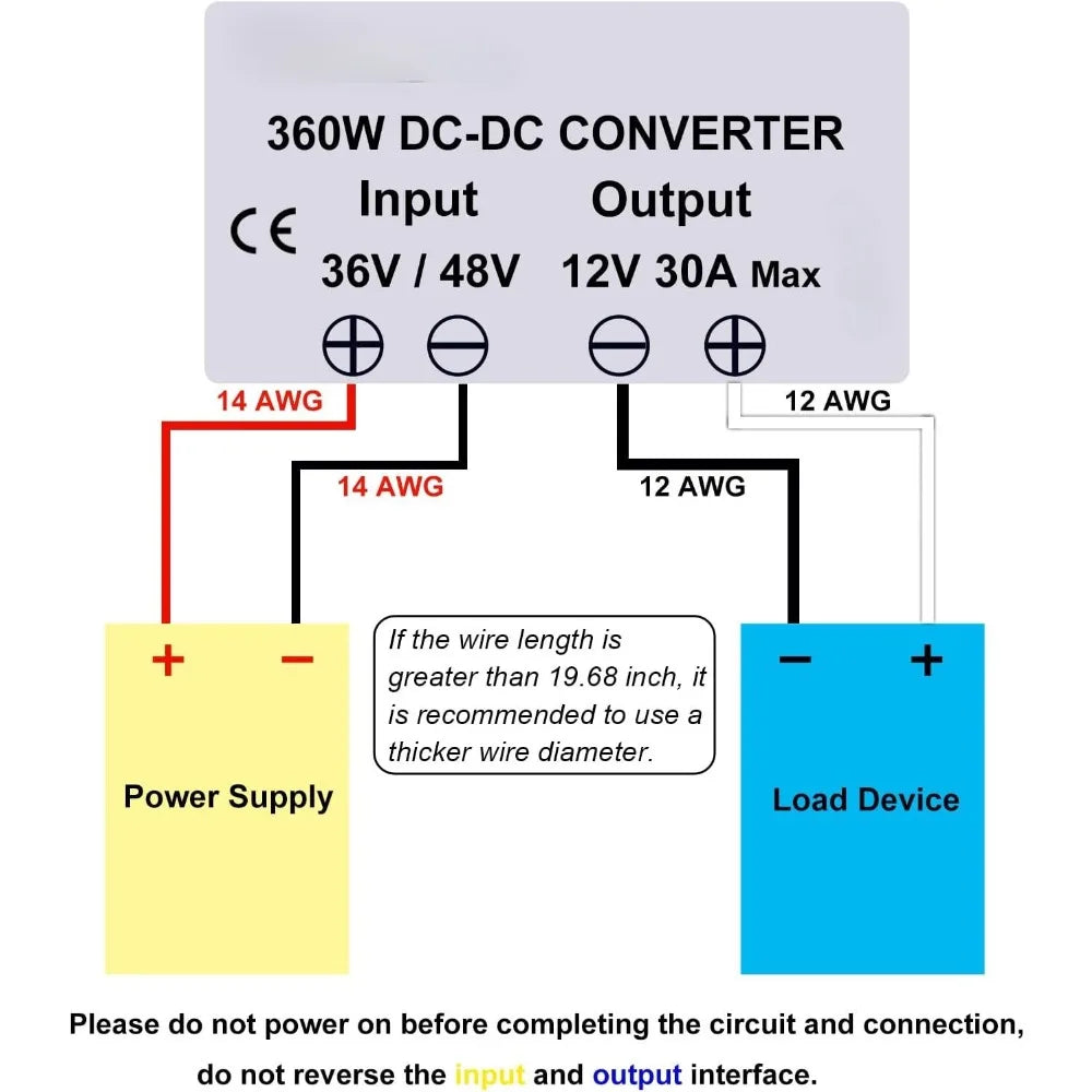 DC to DC High Efficiency Voltage Converter 36V/48V to 12V 30A 360W Buck Converter DIY Power Supply Step-Down Transformer Oasis Select
