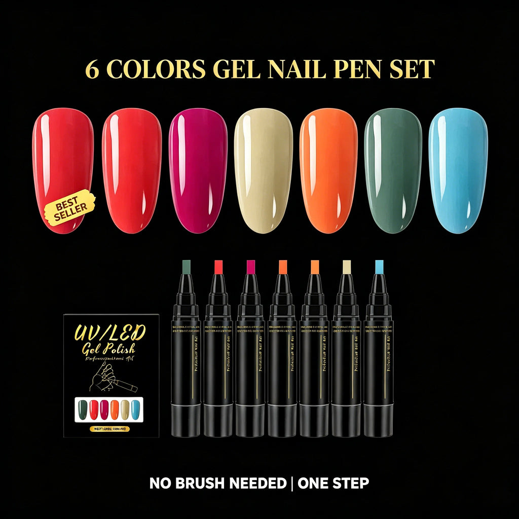 3in1 Gel Nail Polish Pens Set Base Color Top Coat Long Lasting Glossy Finish Home DIY Nail Art For Multicolor Nail Art Pen Oasis Select