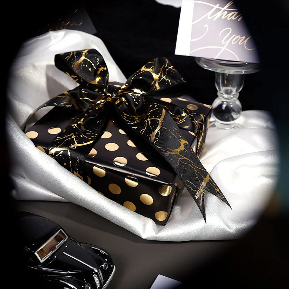 43x300cm Black Gold Gift Wrapping Paper Polka Bouquet Packaging Paper Christmas Valentines Day Birthdays Gifts Decorations Paper Oasis Select