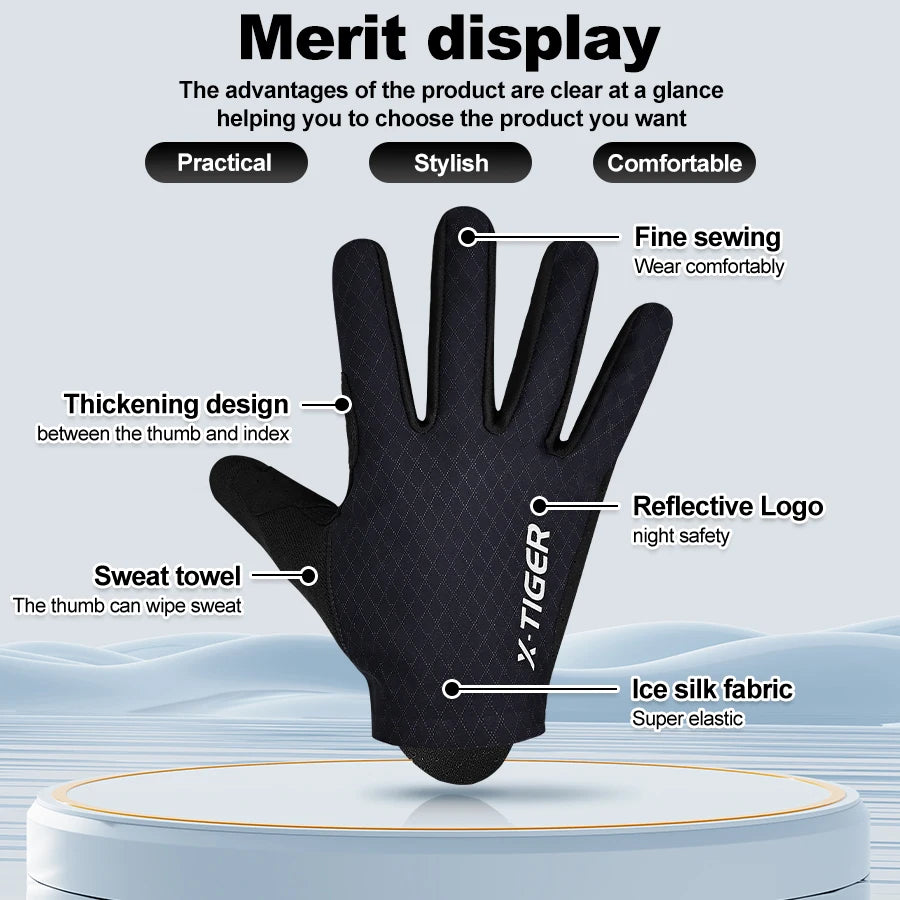 X-TIGER Cycling Gloves Full Finger Touch Screen Shock Absorption Non-slip Gloves Men's Breathable Pro Bicycle Motorcycle Gloves Oasis Select