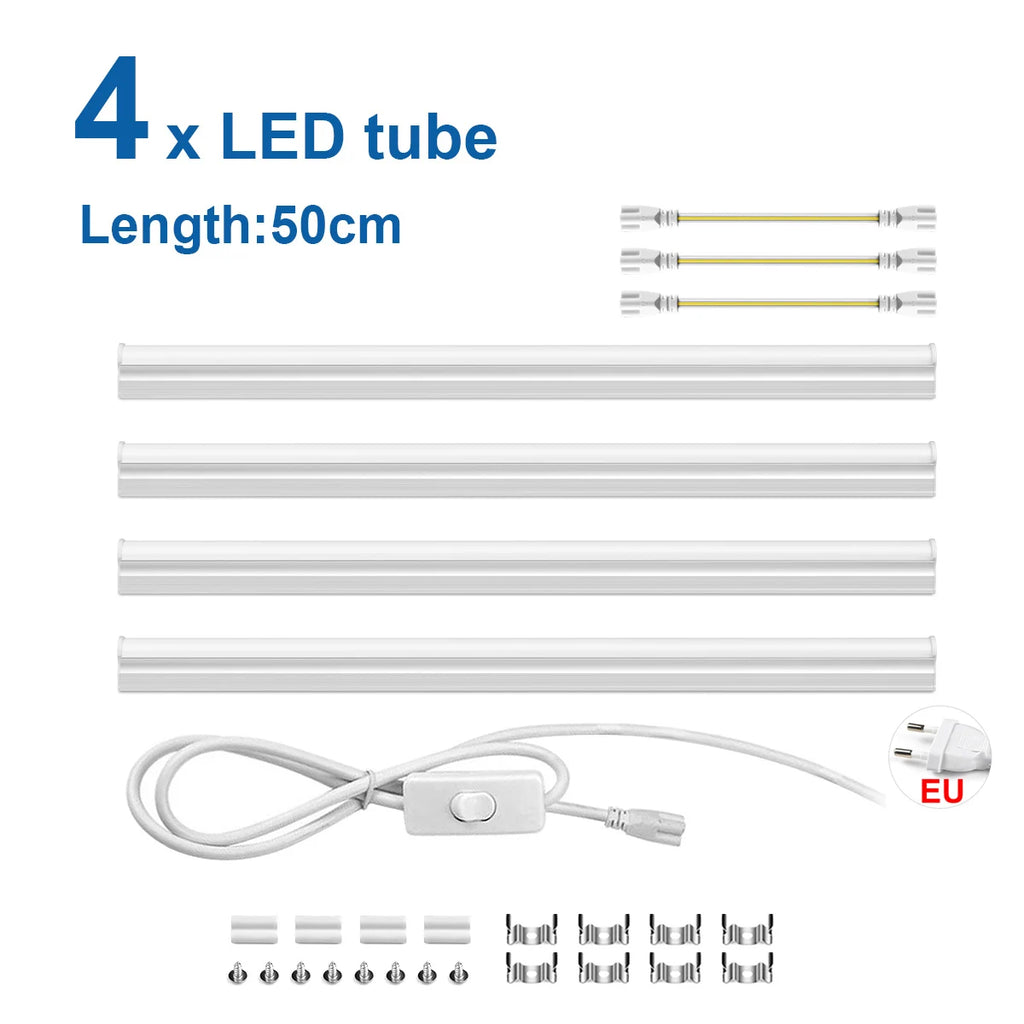 15W T5 1-6pcs LED Light Bar 50cm Kitchen Garage Livingroom Lighting 220V Fluorescent Replacement,Energy-Efficient LED Tube Oasis Select Neutral White 4x LED Bar Kit