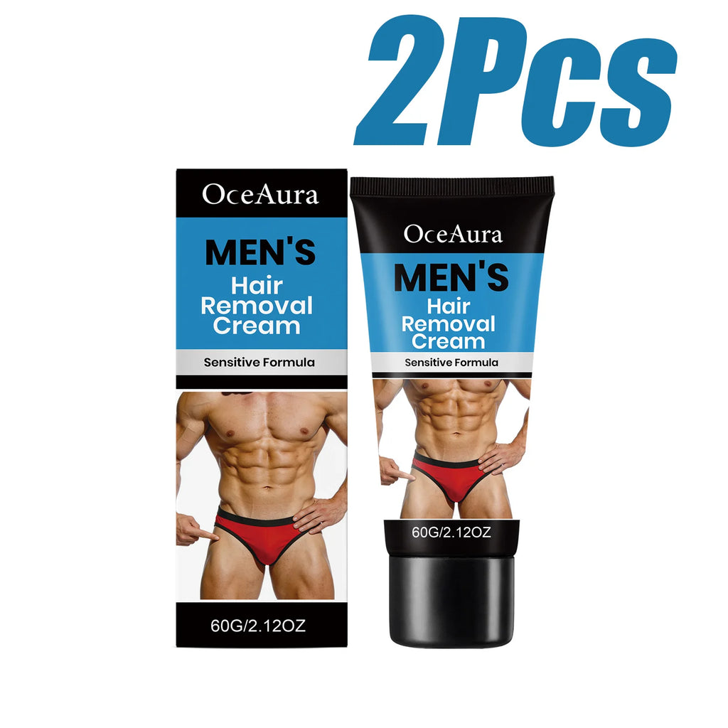 Men’s Hair Removal Cream Gentle Painless Depilatory Cream Effective Hair Remover for Body Legs Armpit Quickly Smoothing Skin Oasis Select 2 x 60g Boxed