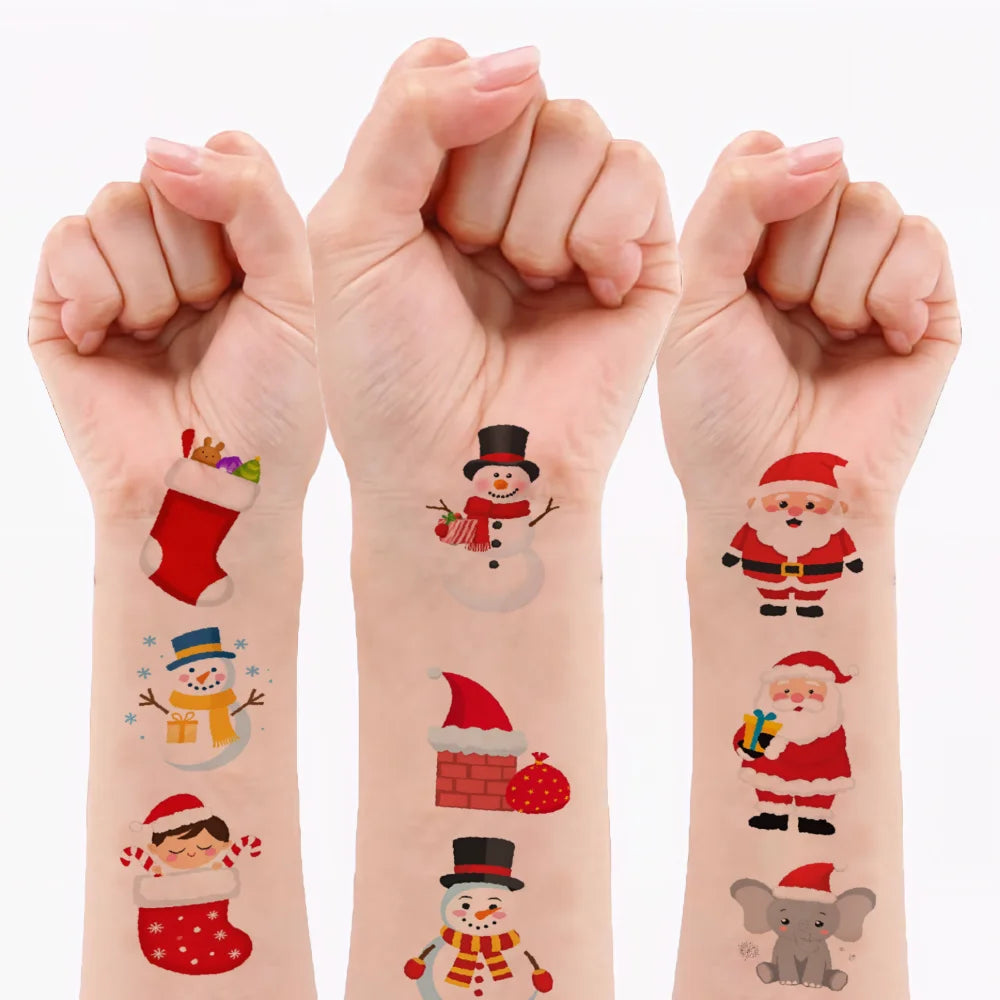 63-Piece Christmas Temporary Tattoo Stickers – Waterproof & Fun