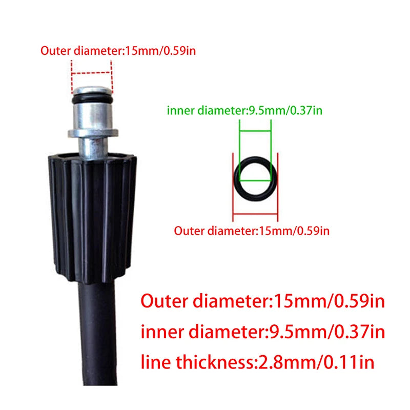 50Pcs High Pressure Water Cleaning Outlet O-ring Rubber Ring Black Car Wash Machine Accessories Car Beauty Water Accesso Oasis Select