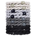 12pcs No Damage Elastic Bracelets Cute Hair Tie Bands Cotton Bands Soft Woven Ponytail Holders for Girls and Women Accessories Oasis Select Black Gray