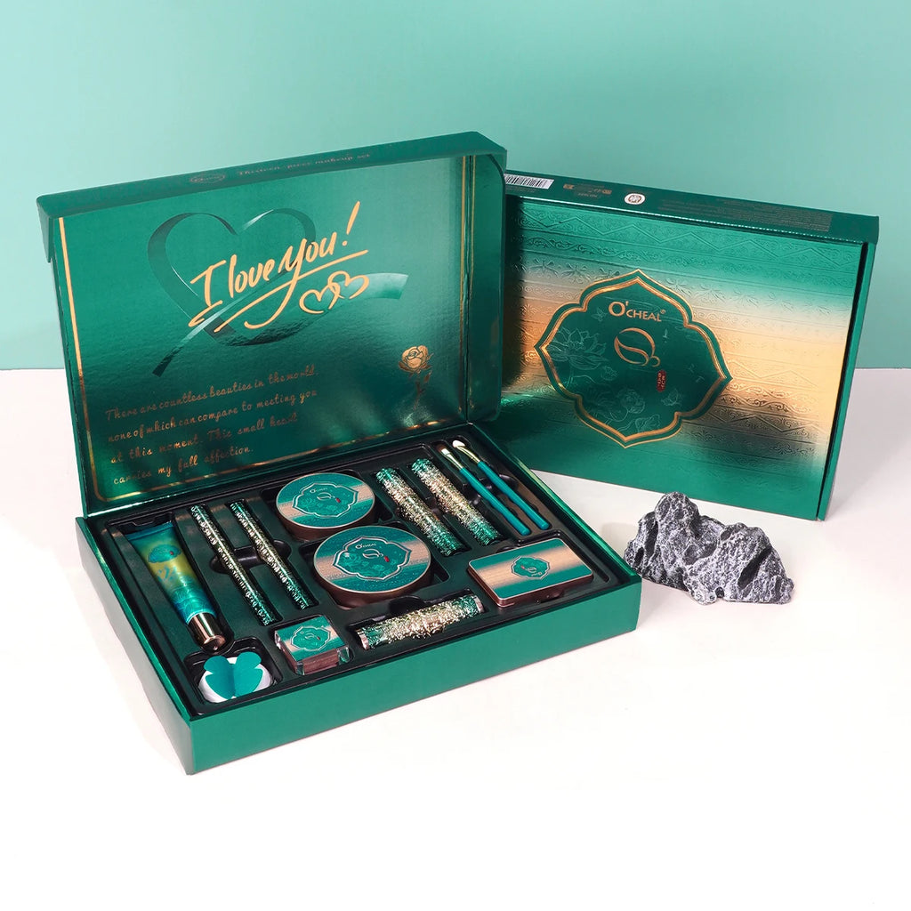 O'CHEAL 13Pcs Makeup Set Lip Balm Concealer Eye Shadow Loose Powder Foundation Highlighter Compact Powder Eye Cream Cosmetics Oasis Select