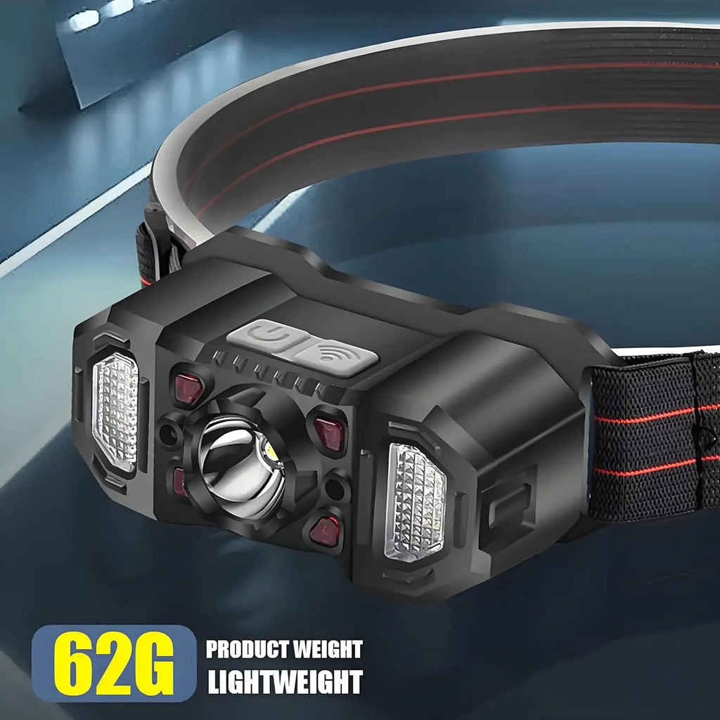 1-2 Pack Smart Motion Sensor COB LED Headlamp USB Rechargeable Headlight Outdoor Waterproof Head Lamp Head Flashlight Oasis Select