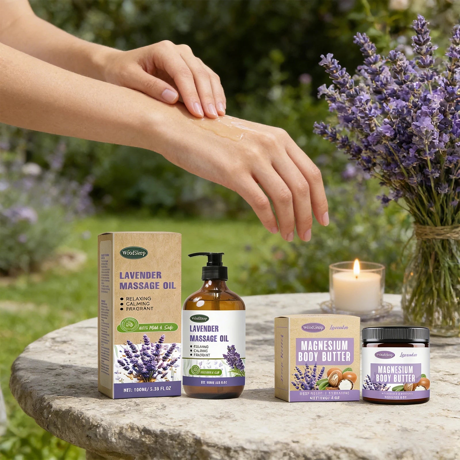 WOODSLEEP Lavender Massage Oil – Hydrating Body & Hair, 120ml