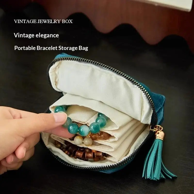5-Layer Jewelry Storage Pouch, Velvet Jewelry Bag, Portable Travel Organizer for Watch, Bracelet, Ring, Earring Oasis Select