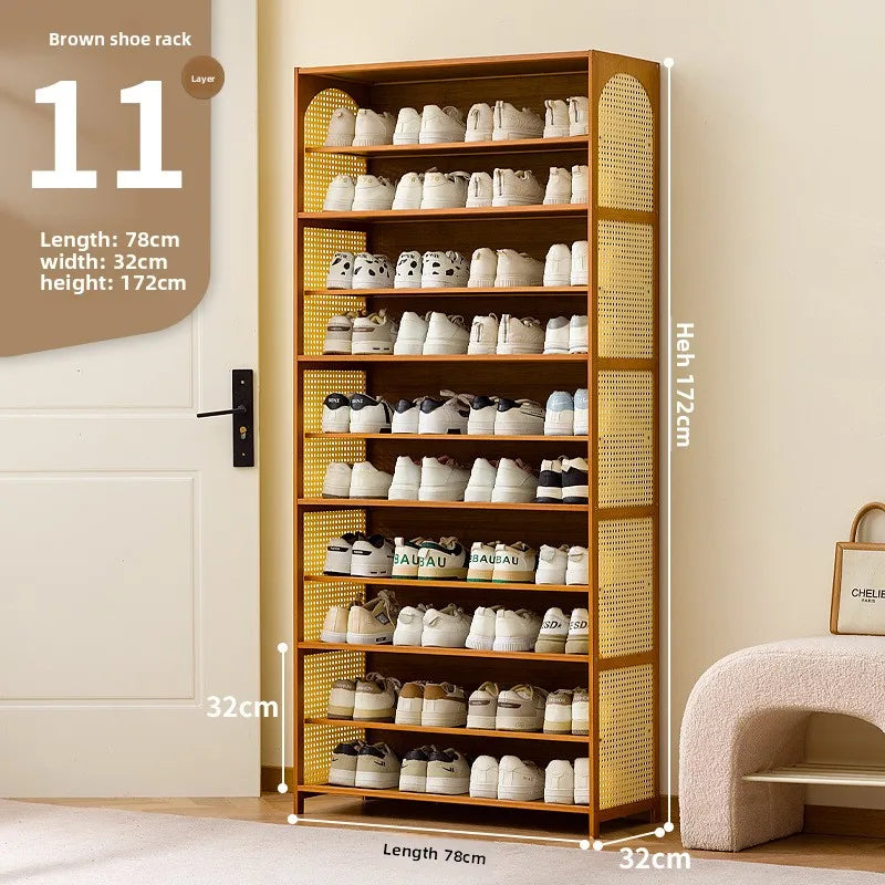 Simple shoe cabinet home door multi-layer baffle shoe rack corridor entrance economical home storage simple shoe cabinet Oasis Select Brown 11-78