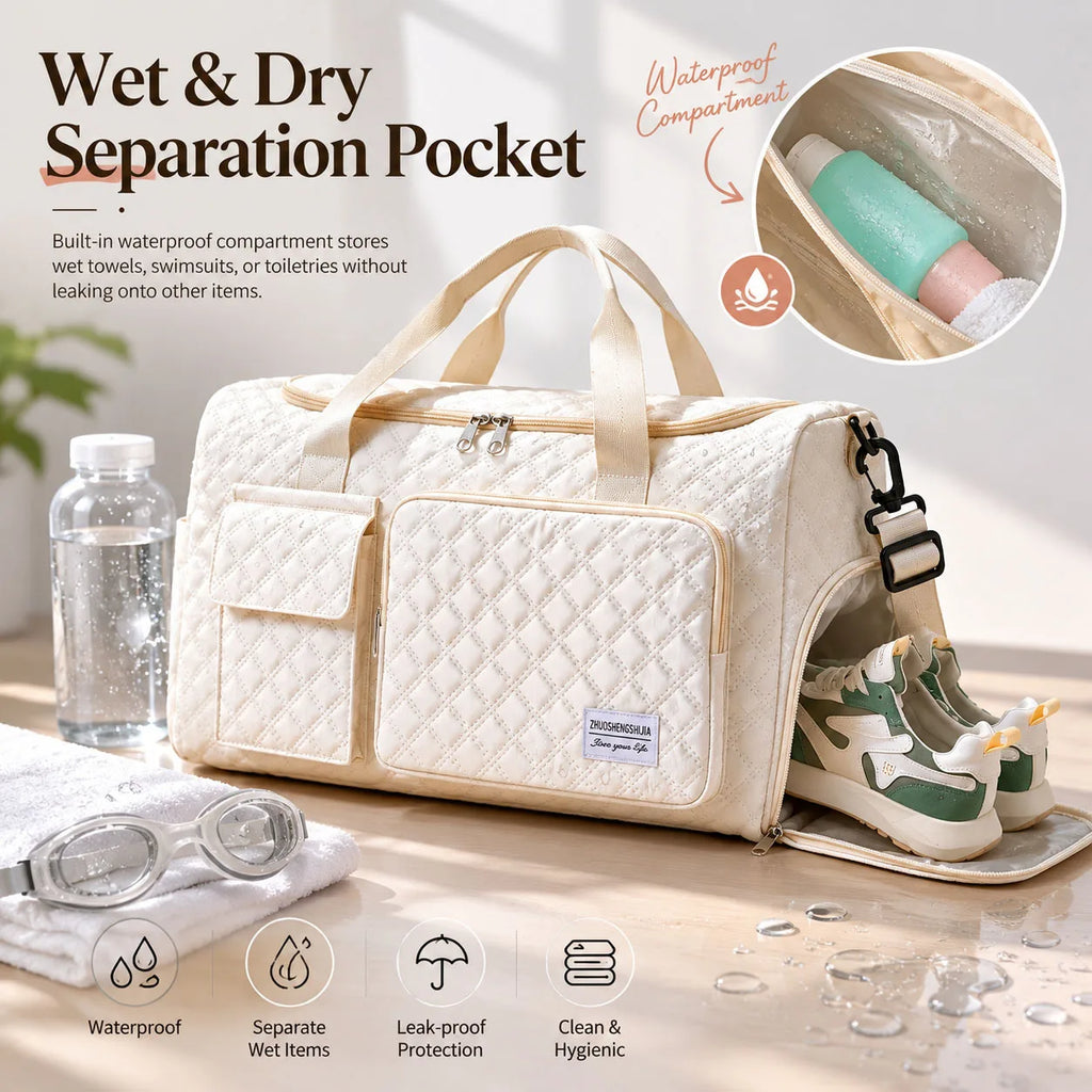 A spacious outdoor luggage bag with separate compartments for dry and wet items and dual-sided dividers Oasis Select