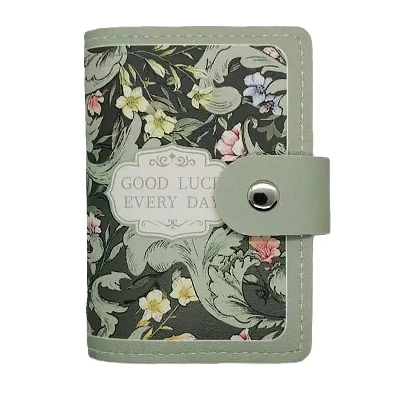 Retro Floral PU Leather Card Holder | Multi-Slot Snap Wallet Card Holder Wallet Oasis Select A4