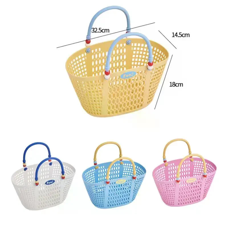 Portable Plastic Storage Basket With Handle Waterproof Dustproof Organizer for Bathing Swimming Travel Laundry Use Oasis Select