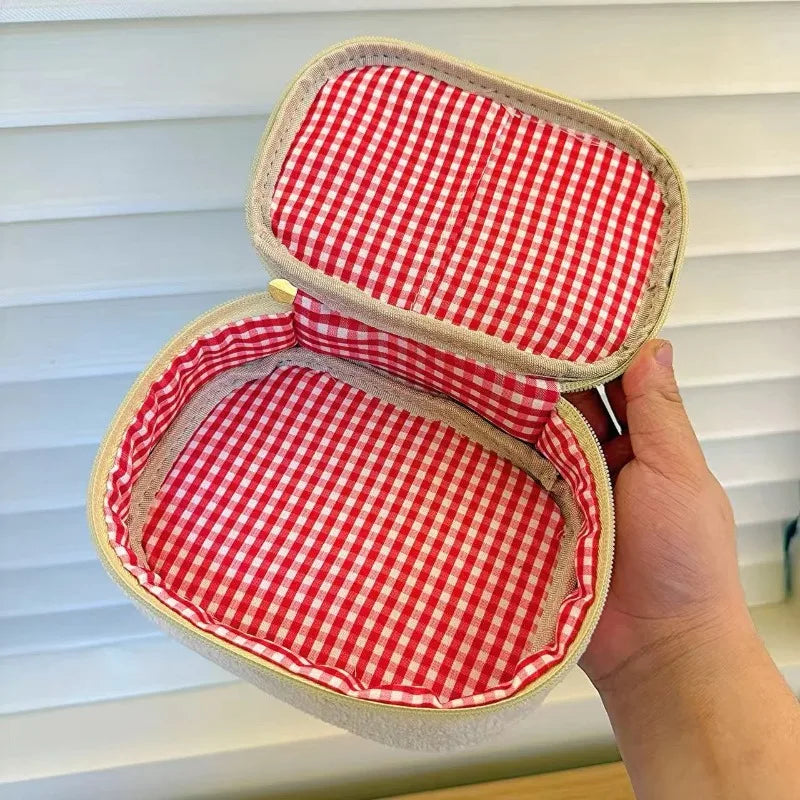 Strawberry Embroidered Cosmetic Bag Portable Travel Organizer For Makeup Skincare Essentials And Daily Toiletries Storage Oasis Select