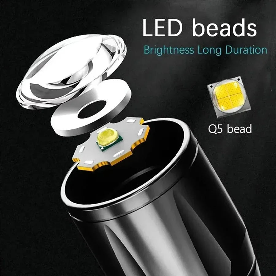 COB+XPE Mini LED Camping Flashlight Portable USB Rechargeable Torch Outdoor Zoomable Light Tactical Lantern Lamp with Pen Clip Oasis Select