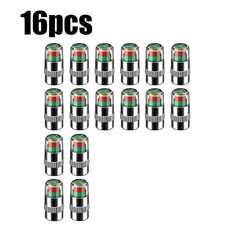 4/8/12/24pcs Bar Car Tire Pressure Guage Cap Sensor Indicator Alert Monitoring Tool Tyre Cap Indicator Alert Air Pressure Gauge Oasis Select 16pcs