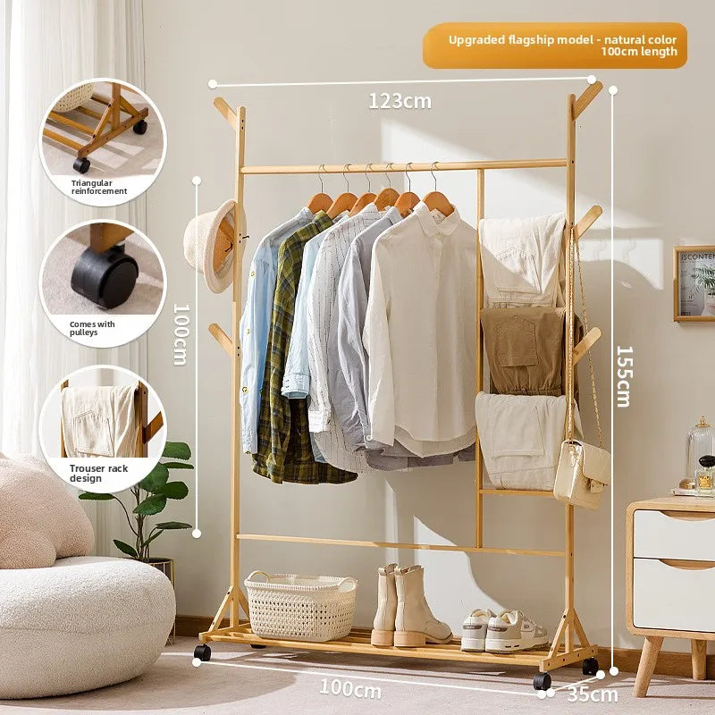 Simple coat rack Hanging hanger Floor to ceiling Living room Bedroom hanger Children's creative solid wooden clothes rack Oasis Select SJQJ primary 100
