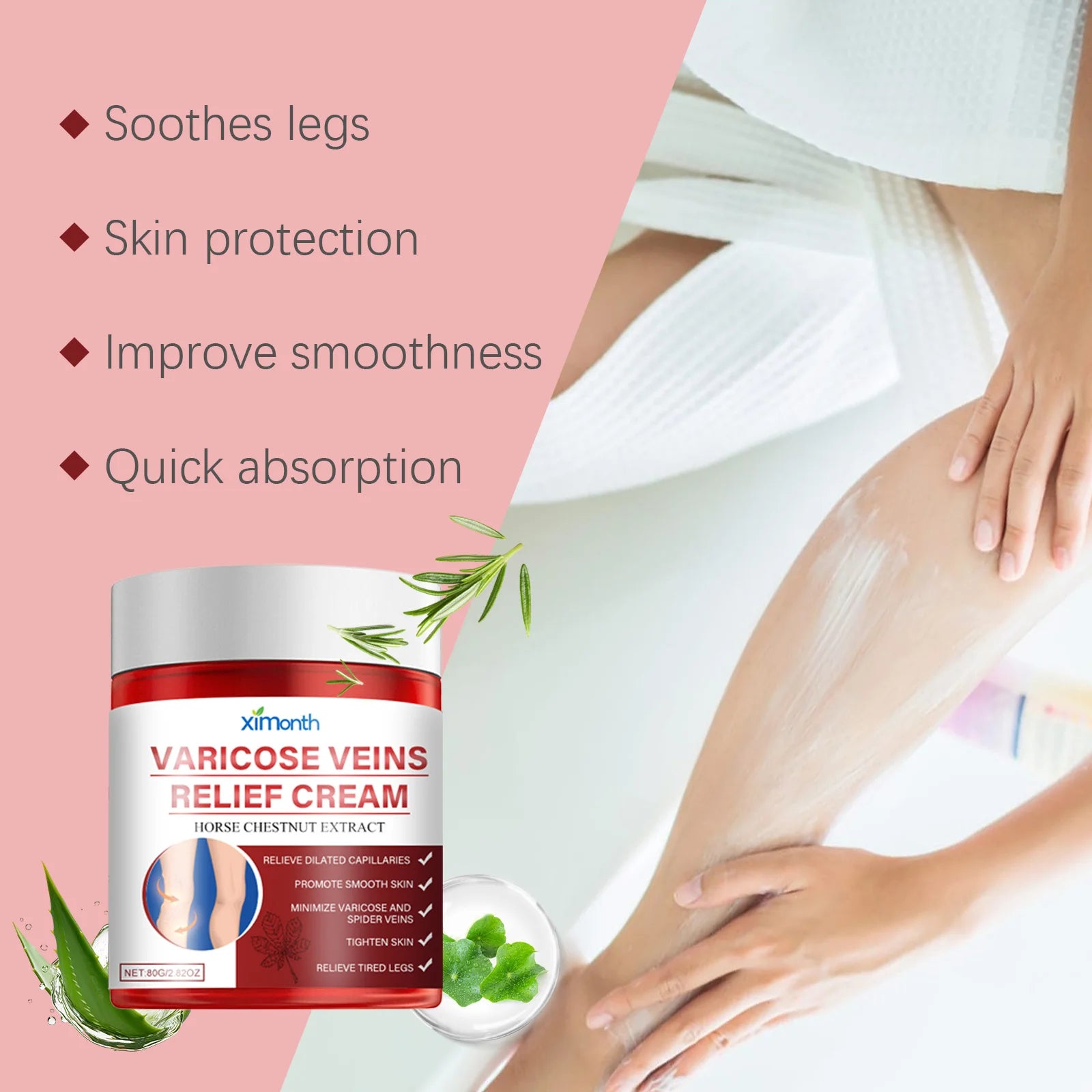 Ximonth Vein Repair Cream Leg Massage Relieve Leg Swelling Eliminate Vasculiti Phlebiti Improve Blood Circulation Sooth Cream Oasis Select