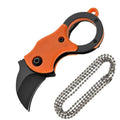 Camping small mini portable knife EDC keychain pocket stainless steel peeler fixed blade multifunctional tool with chain Oasis Select orange
