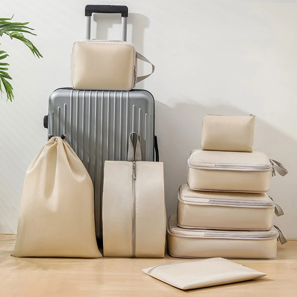 Set/6 pcs Compressible Packing Travel Storage Bag Cubes Waterproof Suitcase Nylon Portable With Handbag Luggage Organizer Oasis Select
