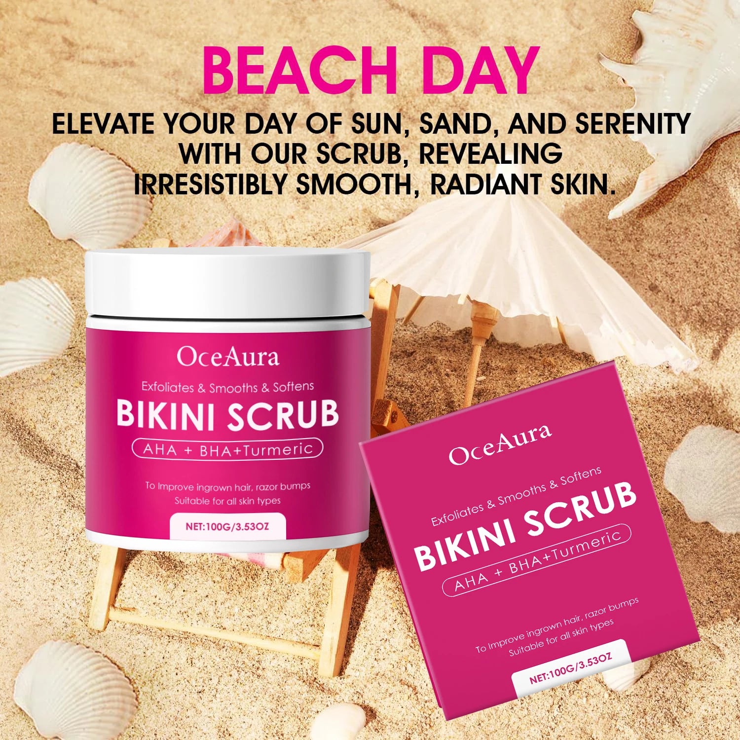 Bikini & Underarm Exfoliator – 10% AHA+BHA & Turmeric Scrub