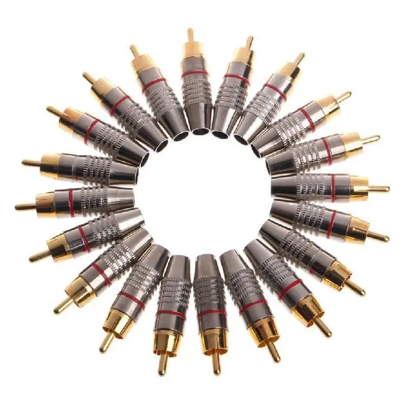 10pcs RCA Male Plug Audio Video Cable Speaker Connector Lockable Adjustable Gold Plate Audio Plug Rca Male Plug 45mm Oasis Select 20pcs