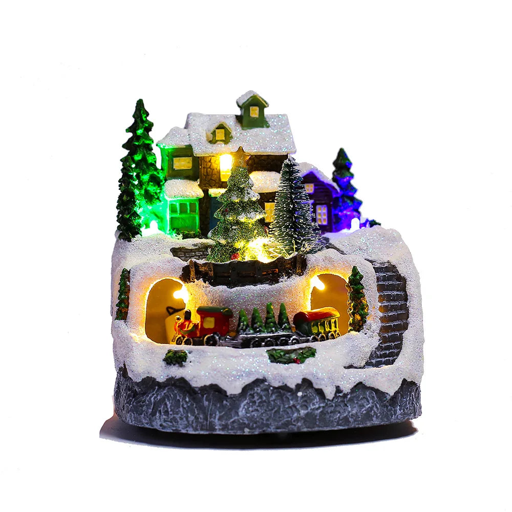 Christmas Snow House Electric Music Light Up House Christmas Display Gift Gift Christmas Decorations Oasis Select C
