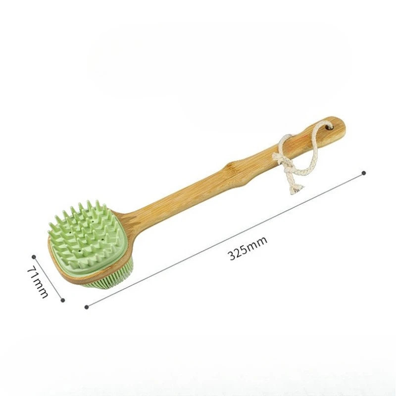 Soft Silicone Body Cleansing Brush Detachable Long Wooden Handle Design Bath Grooming Tool Gentle Exfoliating Accessory Oasis Select
