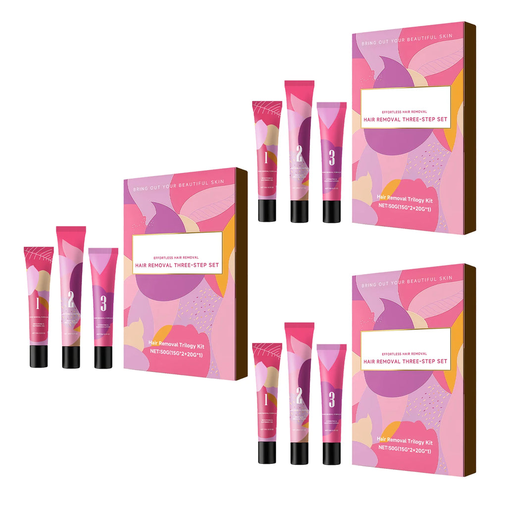 Facial Hair Removal Cream for Three Step Kit Lip Chin Upper Lip Women Home Use Gentle With Softening Gel Soothing Lotion Oasis Select 3Set