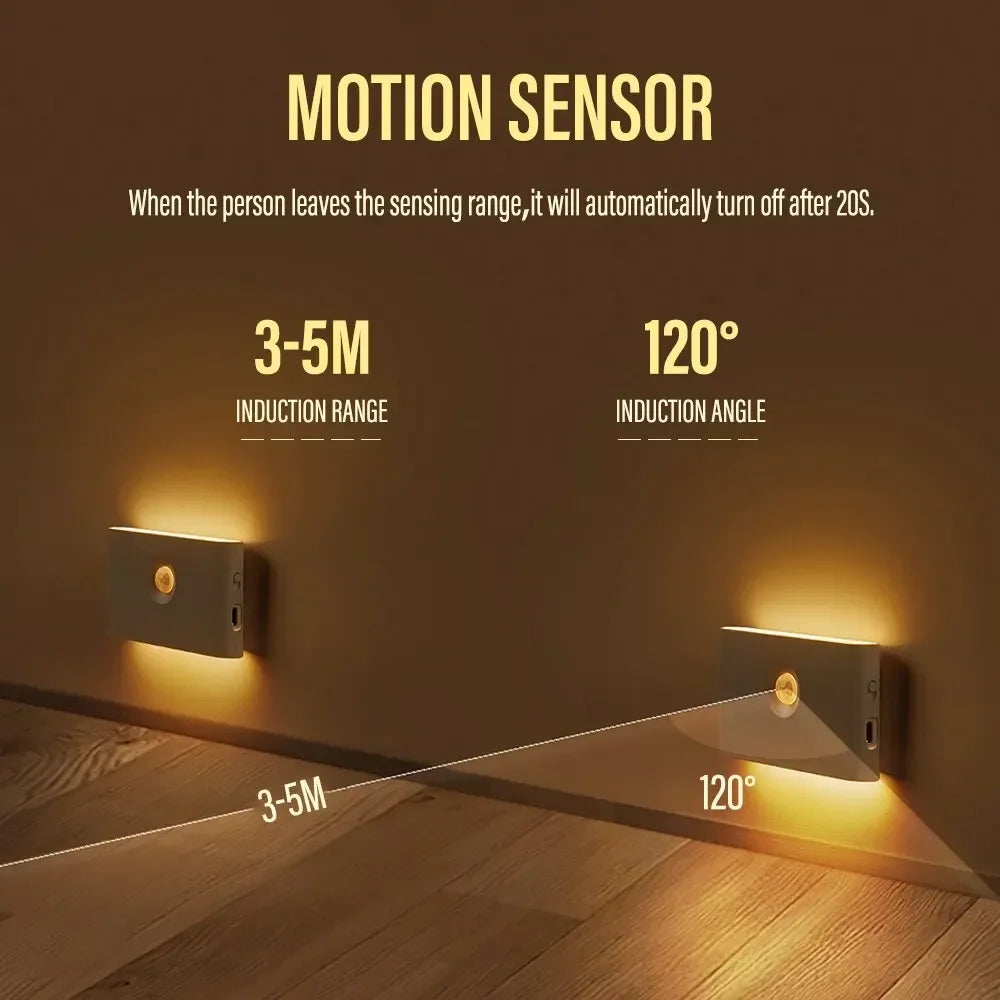 3000k Led Wall Lamp Night Light Motion Sensor Wireless Magnetic Rechargeable Torch ABS Smart Bedroom Lantern Corridor Bedside Oasis Select
