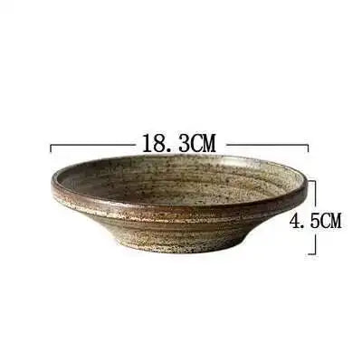 Retro Handmade Stoneware Rice Soup Bowl Tea Cup Round Steak Salad Dinner Plate Dishes Home Dining Dish Japanese Tableware Set Oasis Select 18.3cm Bowl