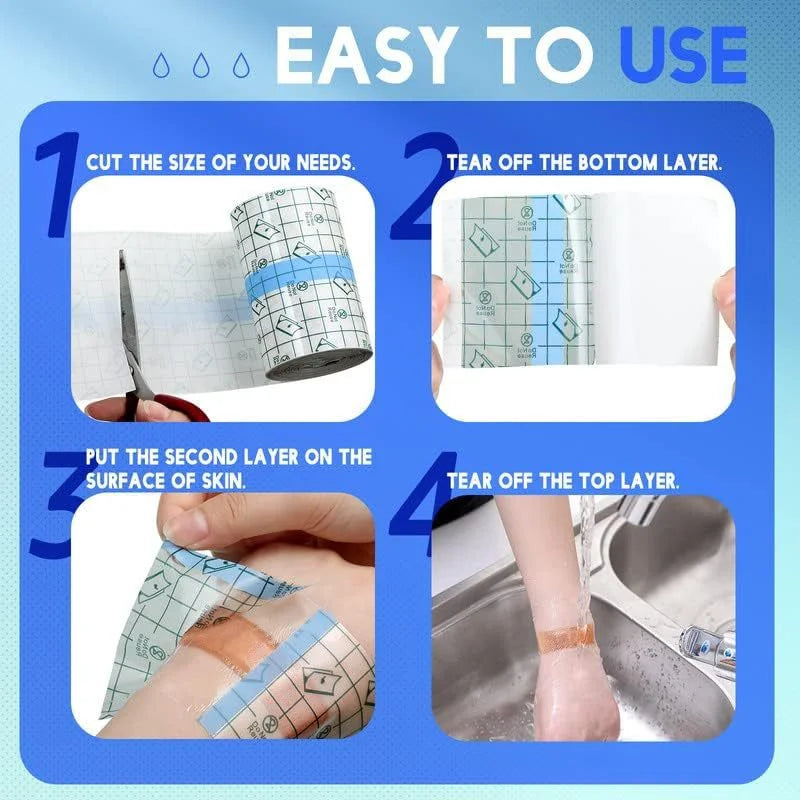 Tattoo Waterproof Tape Roll - PU Film Transparent Dressing for Shower, Body Acupuncture, Belly Button Protection Blank Patch Oasis Select