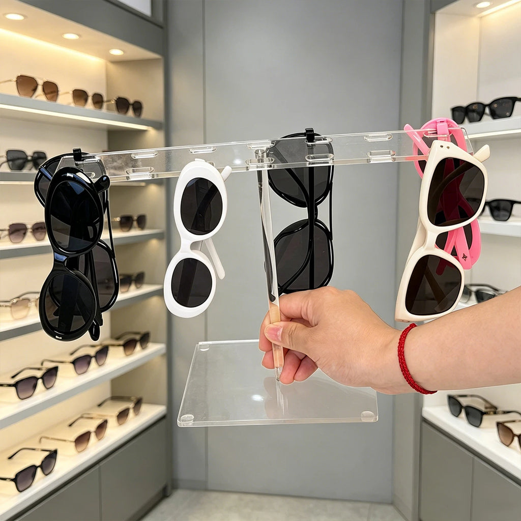1pc desktop acrylic sunglasses/fashion glasses display rack, portable transparent home store universal storage organizing rack Oasis Select