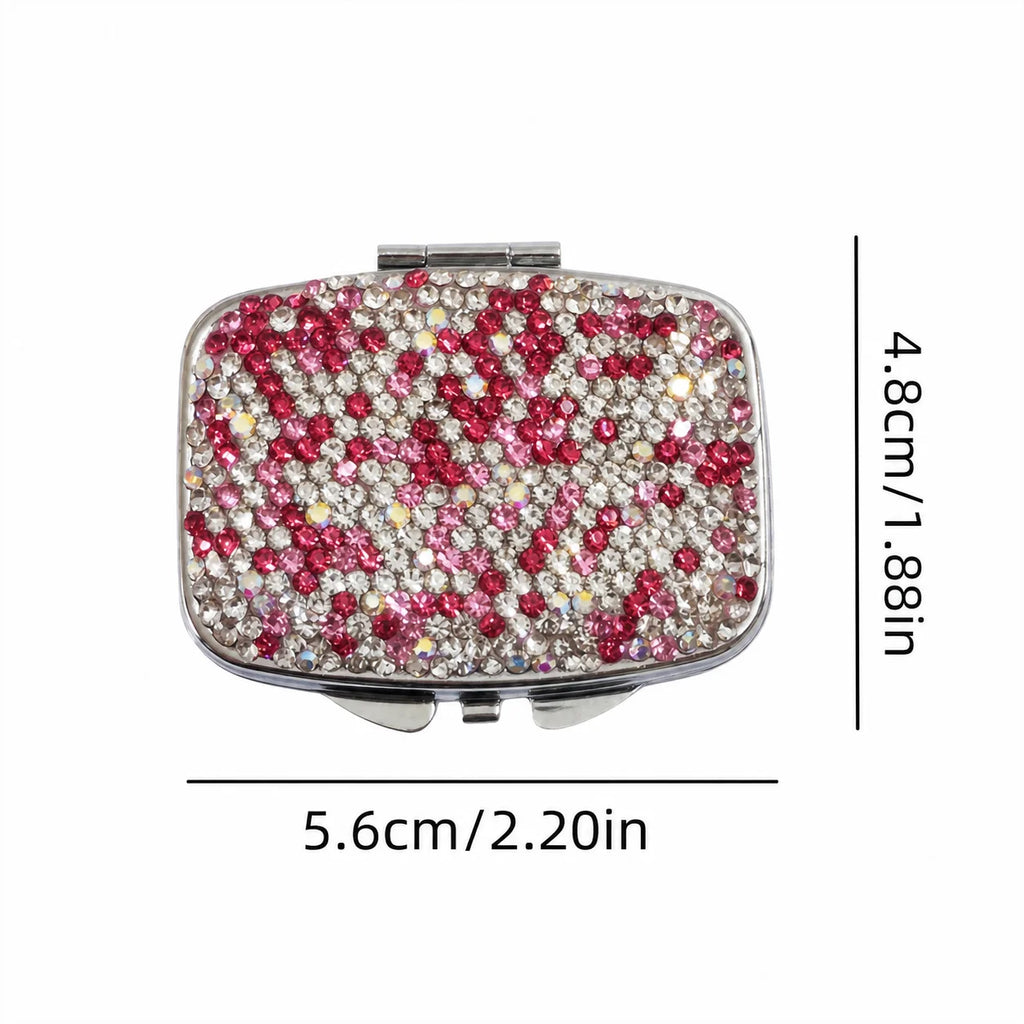 Rhinestone Pill Box with Mirror – 1, 2 or 4 Compartments