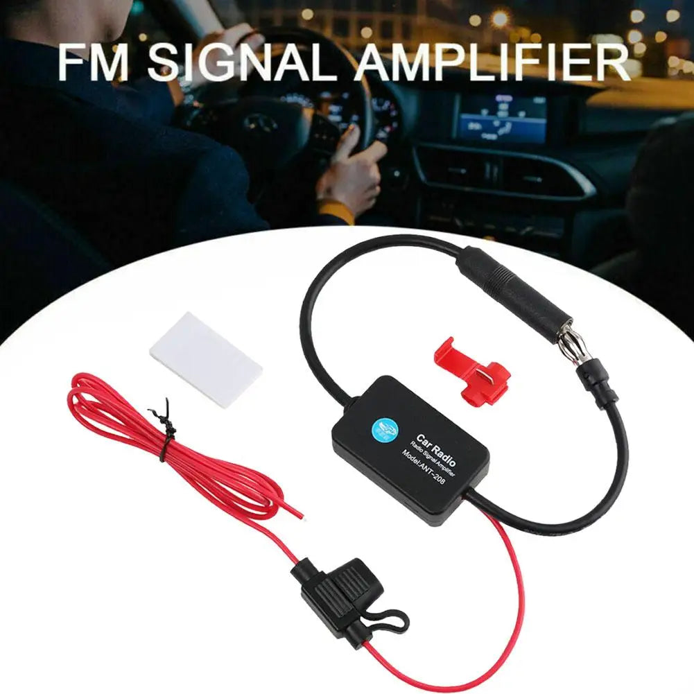 Car FM Radio Antenna Signal Booster – 25-30dB Amplifier
