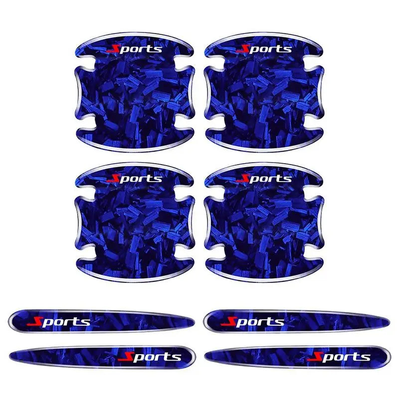 8PCS Car Door Handle Anti- Sticker Carbon Fibre Car Door Bowl Handle Protector Paint Protection Decorative Cover Oasis Select Blue