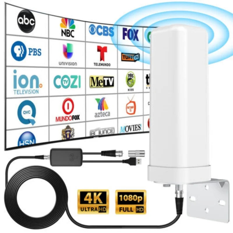 Outdoor Digital TV Antenna, Outdoor HD Digital TV 4K 1080P ATSC Amplifier TV Antenna Oasis Select black