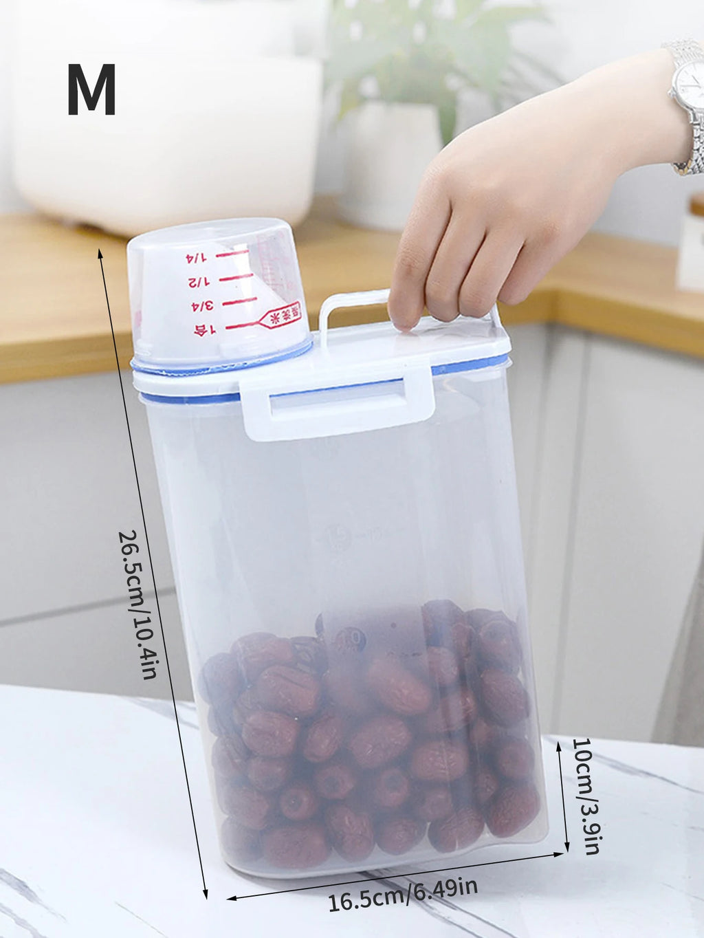 Airtight Rice & Grain Storage Container with Measuring Cup