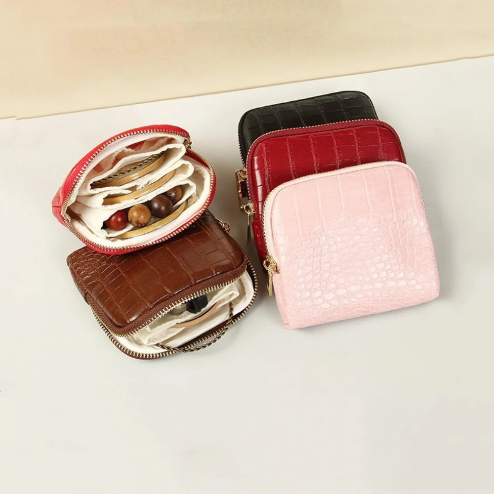 Travel Jewelry Organizer Crocodile-Pattern Jewelry Storage Bag Crocodile Pattern Bag Multi-Compartment Portable Jewelry Case Oasis Select