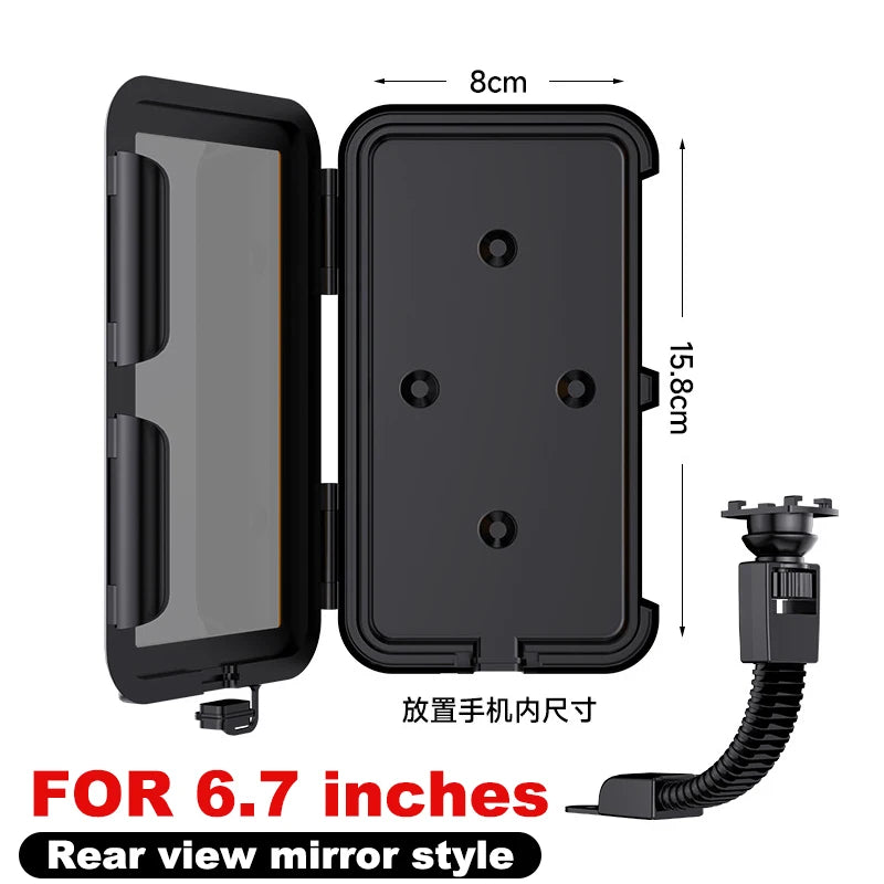 Motorcycle Phone Holder Support Moto Bicycle Waterproof Case Handlebar Stand Case Mount Waterproof Scooter Motorbike Phone Bag Oasis Select for 6.7 inches 1