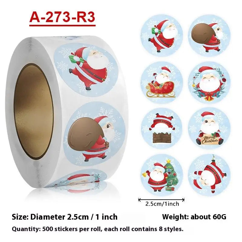 500pcs Merry Christmas Gift Stickers Santa Round Seal Labels Sticker For Gift Baking Package Envelope Stationery Decor Oasis Select A2