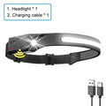 Powerful Induction COB LED Headlamp Built-in Battery USB Rechargeable Head Torch Outdoor Waterproof Camping Fishing Headlight Oasis Select Packing B 1PC
