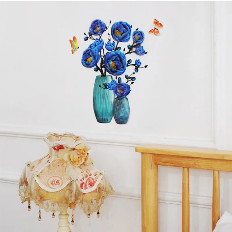 3D Simulation Vase Bedroom Room Wall Three-Dimensional Gilding Decorative Wall Stickers Oasis Select